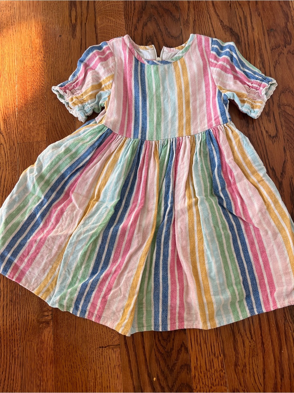 Mini Boden Rainbow Stripe woven dress